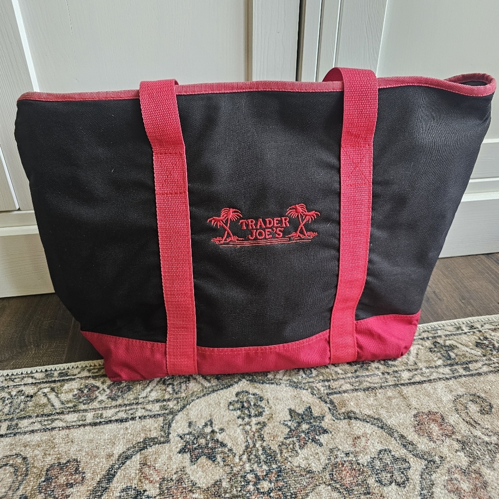 Trader Joe's Original Black and Red Insulated Tote Bag